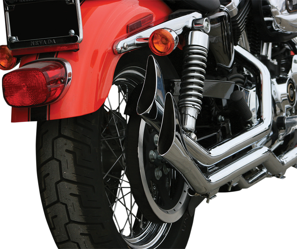 PAUGHCO Side by Side Upsweep Exhaust - Chrome 1-3/4" Side-by-Side Upsweep Fishtail Exhaust - Team Dream Rides