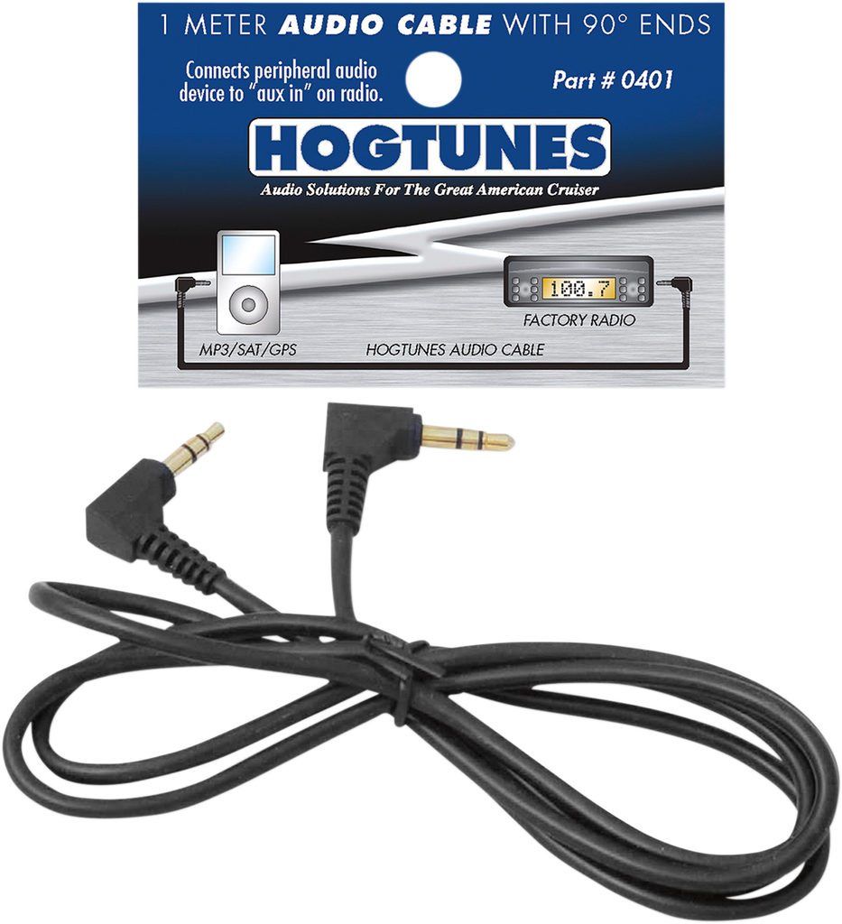 HOGTUNES Radio Cable/Audio Device 1 Meter Stereo Audio Cable with 90º Ends - Team Dream Rides