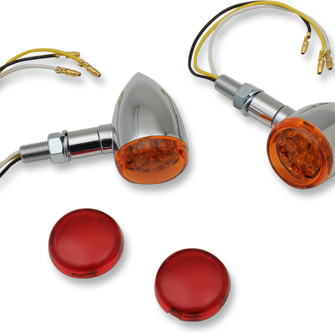 DRAG SPECIALTIES LED Marker Lights - Chrome/Amber or Red LED Mini Deuce Marker Lights - Team Dream Rides