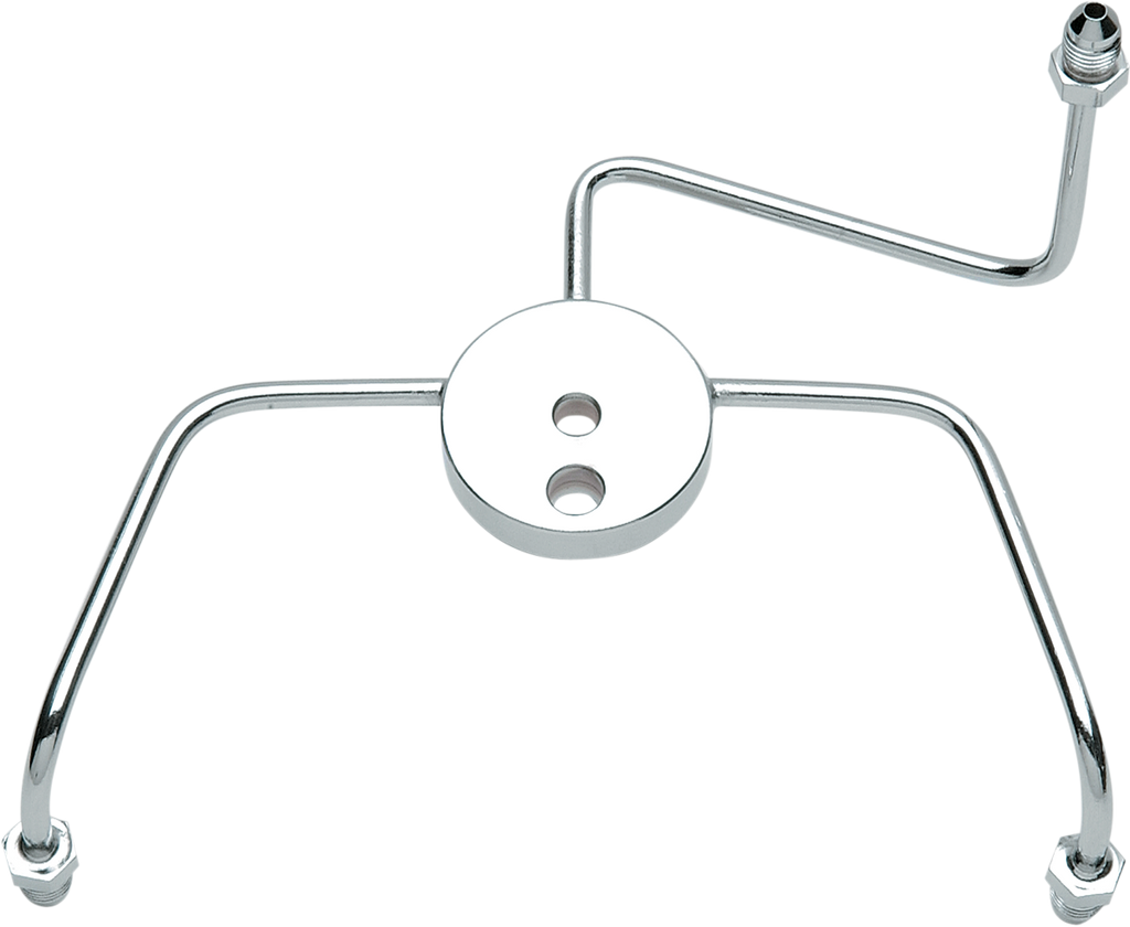 DRAG SPECIALTIES Junction Block #3 - Wide Glide Chrome Steel Front Brake Tee with Fittings for Dual-Disc Applications - Team Dream Rides