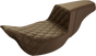 SADDLEMEN Step Up Seat - Lattice Stitched - Brown - FLH Step Up Seat — Front Lattice Stitch - Team Dream Rides