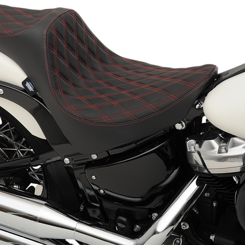 DRAG SPECIALTIES SEATS Predator III Seat - Double Diamond - Red Thread -Softail Predator III Seat - Team Dream Rides