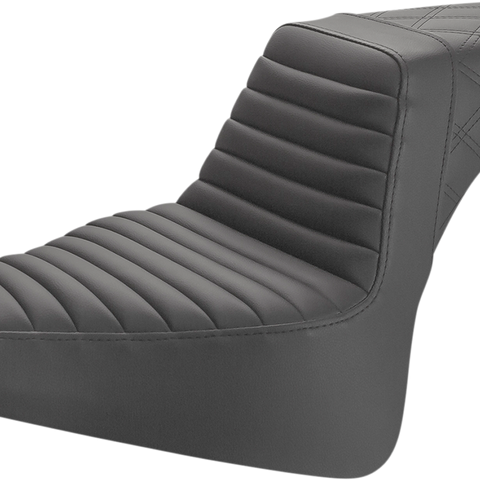 SADDLEMEN Step Up Seat - Tuck and Roll/Lattice Stitched - Black Step Up Seat — Rear Lattice Stitch/Tuck and Roll - Team Dream Rides
