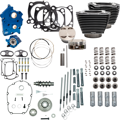 S&S CYCLE Power Pack - Gear Drive with Highlighted Fins - Black Granite - Oil Cooled - M8 128