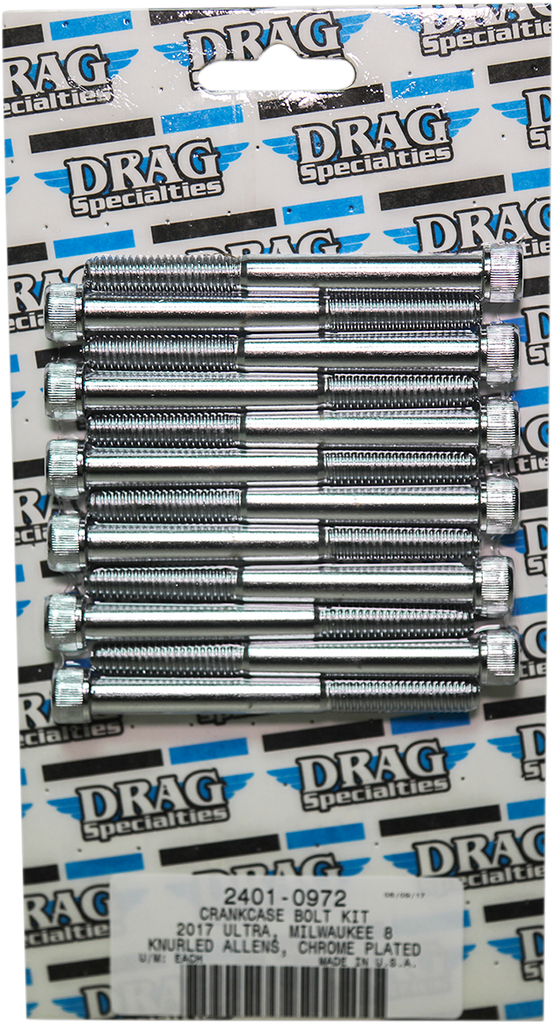 DRAG SPECIALTIES Bolt Kit M8 Crankcase Knurled All Chrome M-Eight Bolt Kit - Team Dream Rides