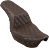 SADDLEMEN Step Up Seat - Lattice Stitched - Brown - Dyna Step Up Seat — Lattice Stitched - Team Dream Rides