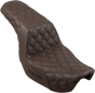 SADDLEMEN Step Up Seat - Lattice Stitched - Brown - Dyna Step Up Seat — Lattice Stitched - Team Dream Rides