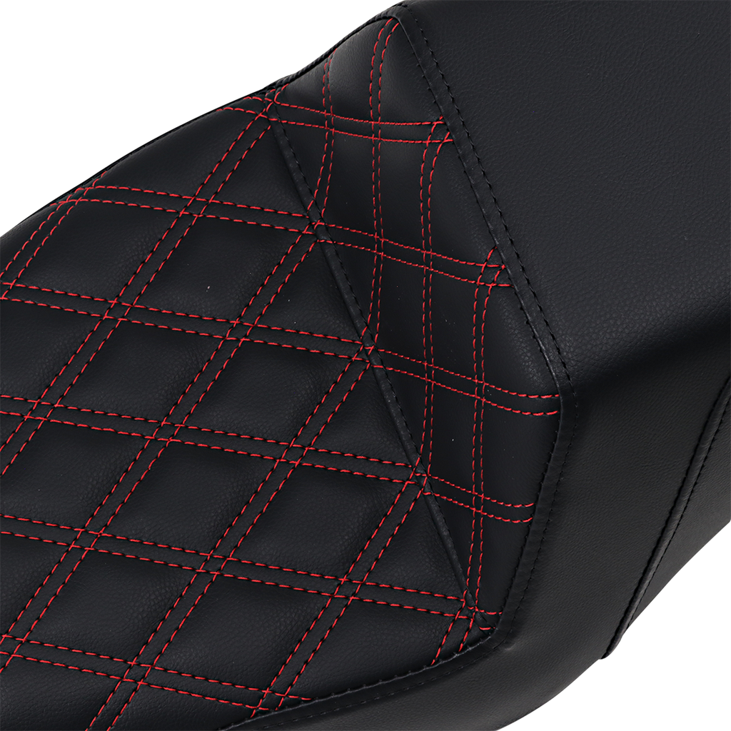 SADDLEMEN Step Up Seat -Lattice Stitched - Red Stitched - XL Step Up Seat — Lattice Stitched - Team Dream Rides