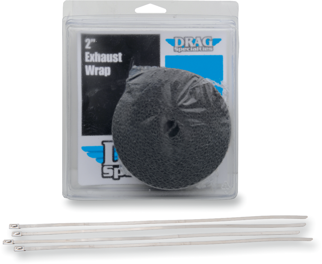 DRAG SPECIALTIES Exhaust Wrap with Tie - Black - 2"x25' Exhaust Heat Wrap Kit - Team Dream Rides