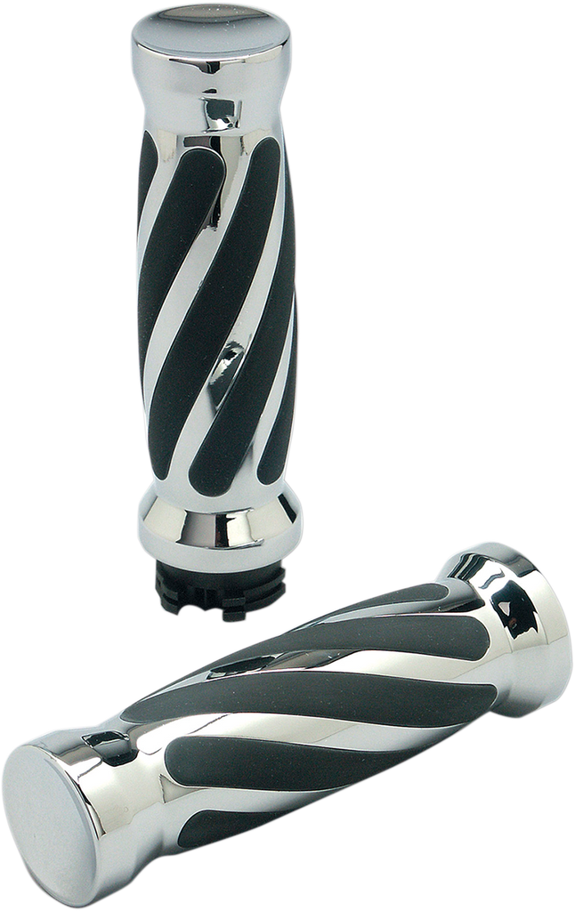 PRO-ONE PERF.MFG. Chrome Twisted Rubber Grips for TBW Custom Twisted Rubber Grips - Team Dream Rides