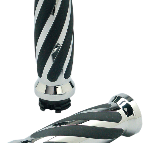 PRO-ONE PERF.MFG. Chrome Twisted Rubber Grips for TBW Custom Twisted Rubber Grips - Team Dream Rides