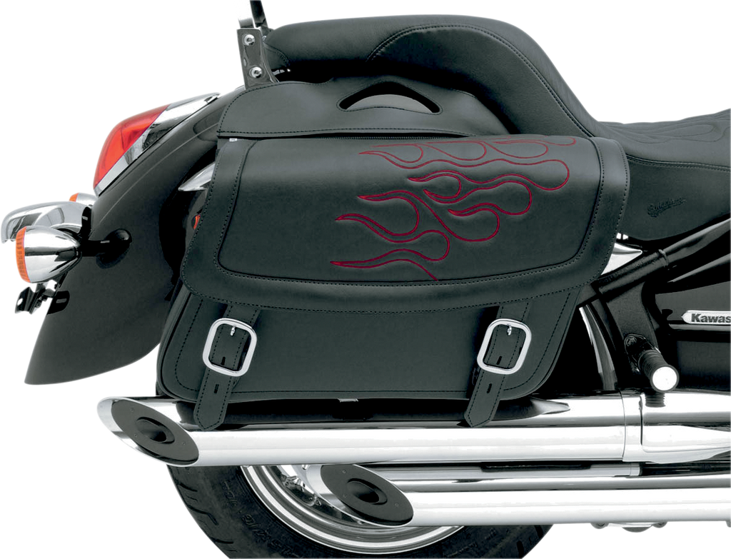 SADDLEMEN Flame Saddlebag - Dark Red - Large Highwayman Tattoo Saddlebags - Team Dream Rides