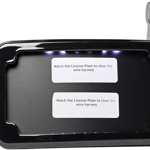 CYCLE VISIONS LP Plate Frame & Mount with Tag Light - FXDB - Black Curved License Plate Frame and Mount with License Plate Light - Team Dream Rides