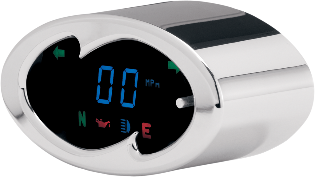 DAKOTA DIGITAL 5000 Series Wave Speedometer - Chrome - 2" H x 4.25" W 5000 Series Handlebar-Mounted Digital Speedometer - Team Dream Rides