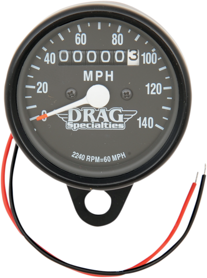 DRAG SPECIALTIES 2.4" MPH Mini LED Mechanical Speedometer/Indicators - Black Housing - Black Face - 2240:60 2.4" Mini Mechanical Speedometer - Team Dream Rides