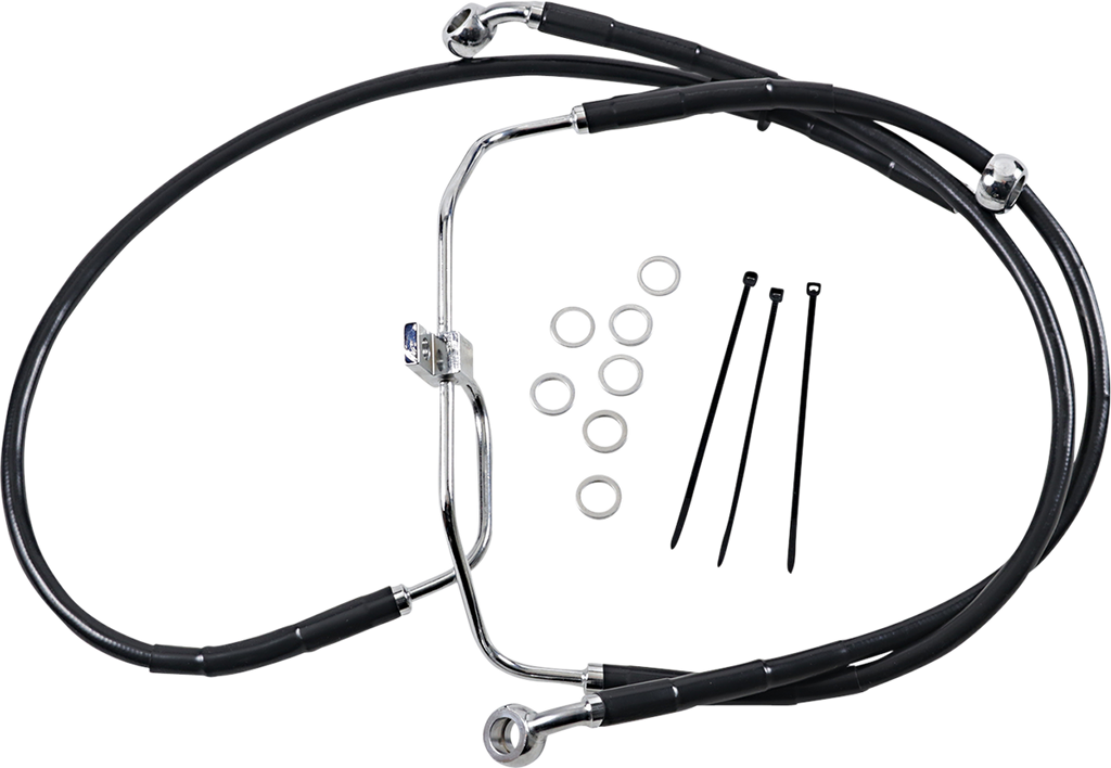 DRAG SPECIALTIES Brake Line - Front - Black - +4" - FXDF '08-'17 Extended Length Black Vinyl Brake Line Kit - Team Dream Rides