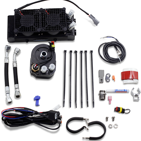 ULTRACOOL Oil Cooler Kit - Black - Fairing Mount 3.0 Lower Fairing Mount Oil Cooler with Fan Kit for FLH - Team Dream Rides