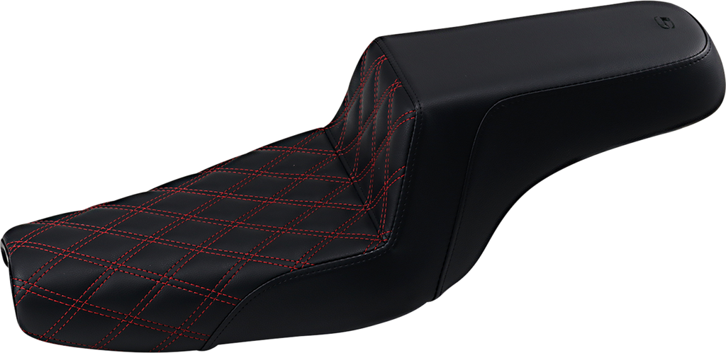 SADDLEMEN Step Up Seat -Lattice Stitched - Red Stitched - XL Step Up Seat — Lattice Stitched - Team Dream Rides