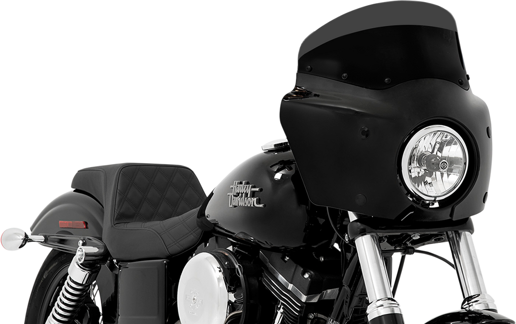 MEMPHIS SHADES HD Roadwarrior Cafe Shield - Dark Black Smoke - 7" Road Warrior Windshield — Without Vent - Team Dream Rides