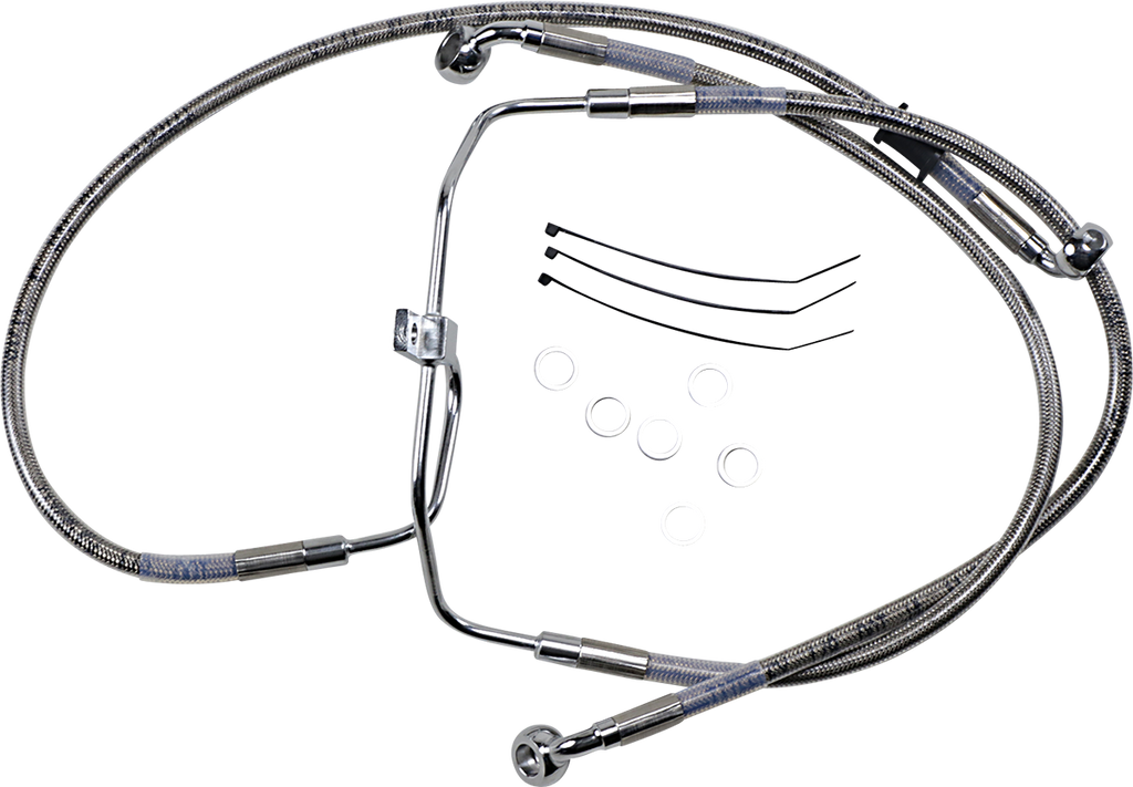 DRAG SPECIALTIES Brake Line - +4" - Stainless Steel - FXDF '08-'17 Extended Length Stainless Steel Brake Line Kit - Team Dream Rides