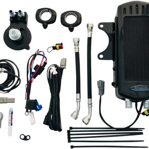 ULTRACOOL Oil Cooler Kit - Gloss Black - Side Mount - Sportster 3.0 Side Mount Oil Cooler with Fan Kit for Sportster - Team Dream Rides