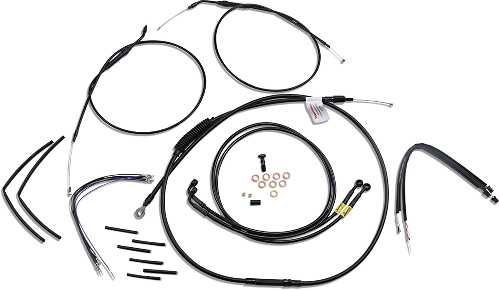 BURLY BRAND Black Vinyl Jail Bar Cable Kit for 14" Handlebars Jail Bar Cable Kit - Team Dream Rides