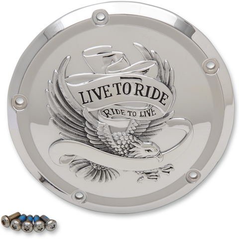 DRAG SPECIALTIES 5-Hole - Chrome - Live to Ride Derby Cover Live To Ride Derby Cover - Team Dream Rides