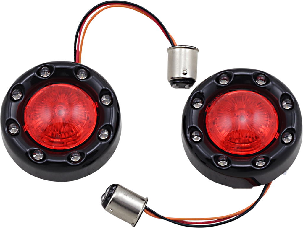 CUSTOM DYNAMICS Bullet Turn Signal 1157 - Black - Red Lens ProBEAM® Bullet Ringz™ 1157 Rear Turn Signals - Team Dream Rides