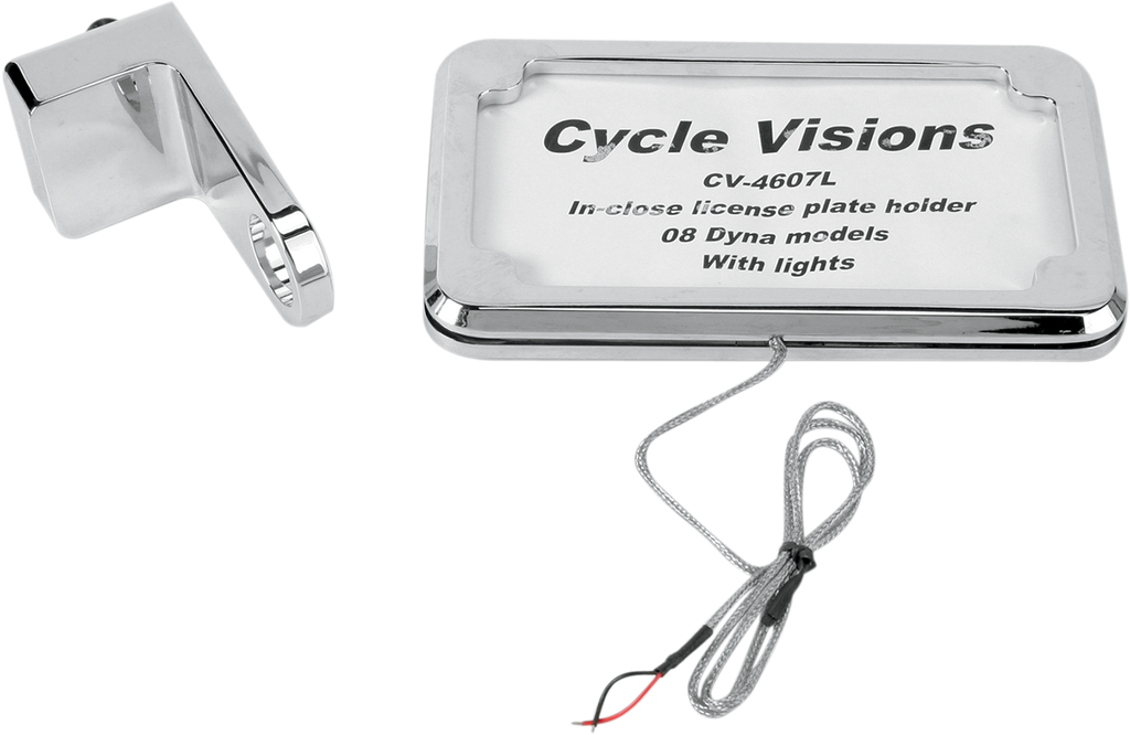 CYCLE VISIONS Vertical License Plate Mount with Light - '08-'17 FXD - Chrome In-Close License Plate Holder - Team Dream Rides