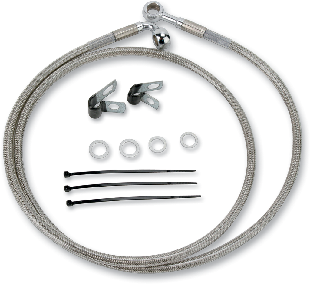 DRAG SPECIALTIES Brake Line - Front - +2" - Stainless Steel Extended Length Stainless Steel Brake Line Kit - Team Dream Rides