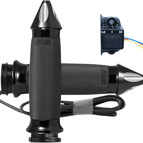 AVON GRIPS Black Heated Custom Contour Spike Grips for TBW Heated Grips - Team Dream Rides