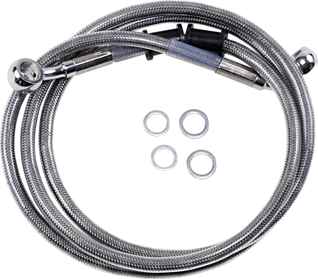 DRAG SPECIALTIES Brake Line - +8" - Stainless Steel - FXDB Extended Length Stainless Steel Brake Line Kit - Team Dream Rides