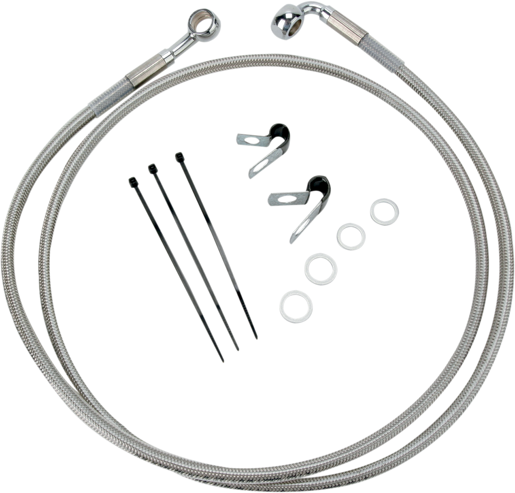 DRAG SPECIALTIES Brake Line - Front - +10" - Stainless Steel Extended Length Stainless Steel Brake Line Kit - Team Dream Rides