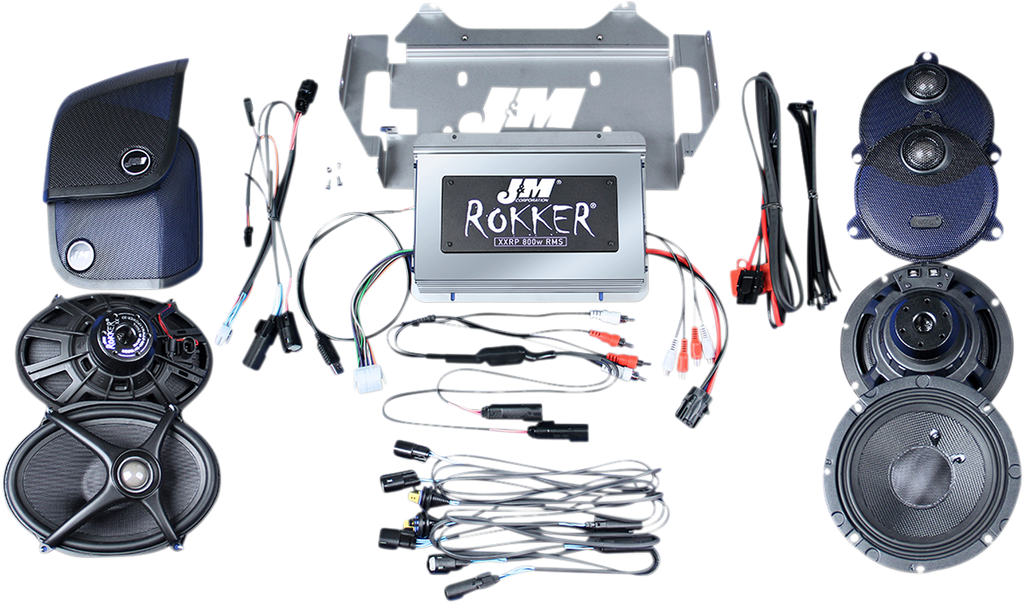 J & M ROKKER® XXR EXTREME 800w 4-Spkr/Amp Install Kit - 14-20 FLHX ROKKER Amplifier/Speaker Kit - Team Dream Rides