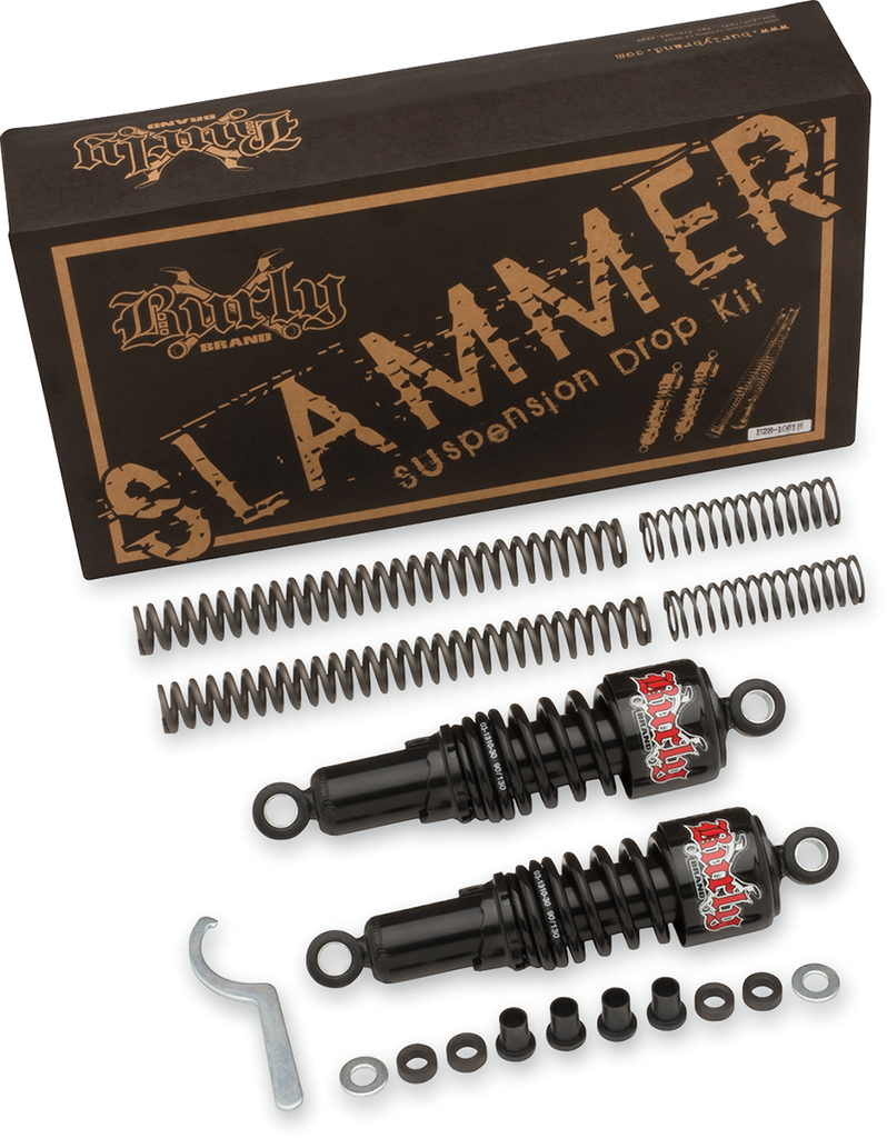 BURLY BRAND Suspension Kit - Slammer - Chrome - '80 - '16 FLHT Slammer Kit - Team Dream Rides