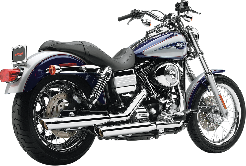 COBRA Slashcut Mufflers - Chrome - '95-'17 FXD 3" Slashcut Slip-On Mufflers - Team Dream Rides