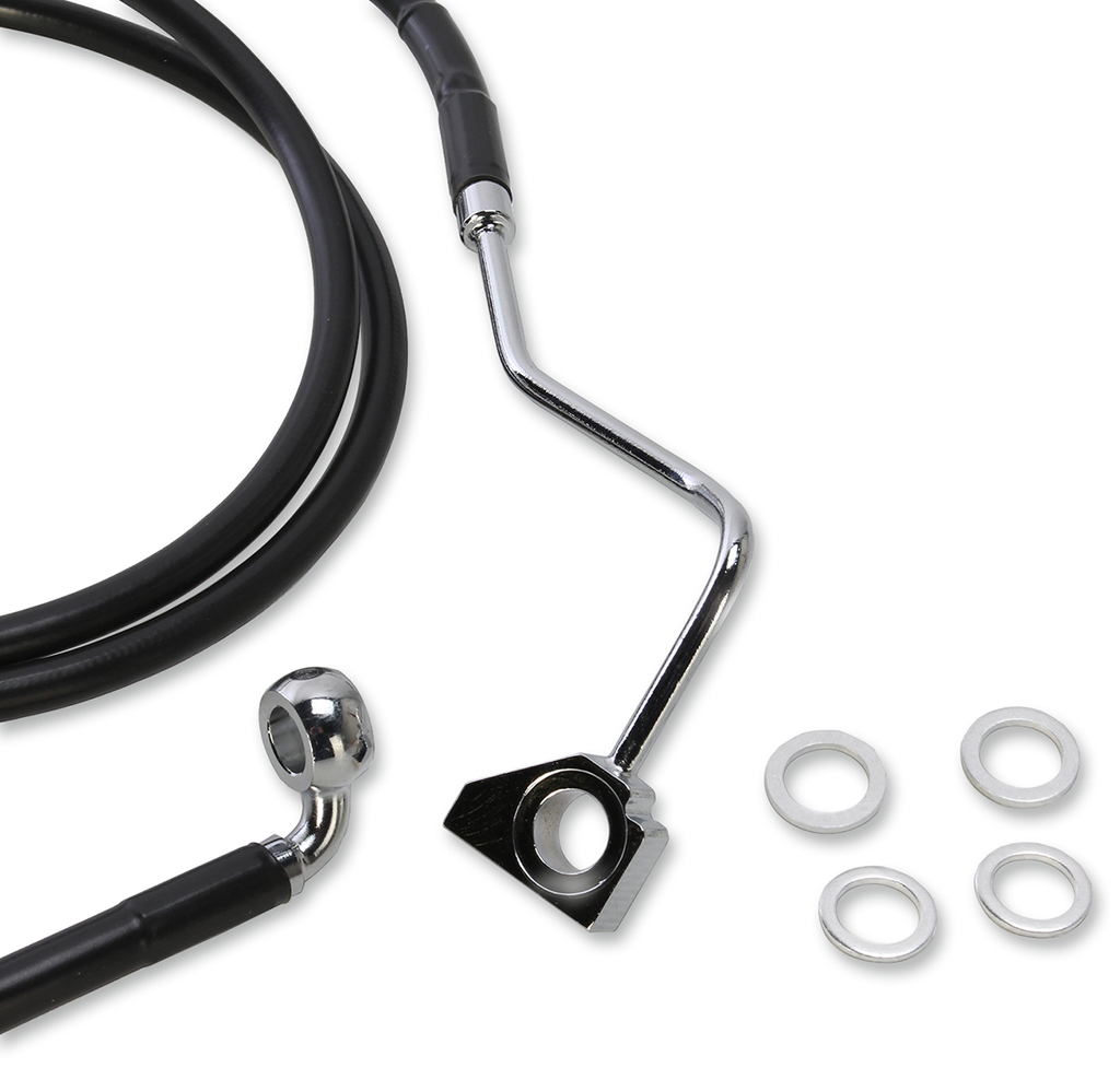 DRAG SPECIALTIES Brake Line - Front - Black - +6" Extended Length Black Vinyl Brake Line Kit - Team Dream Rides