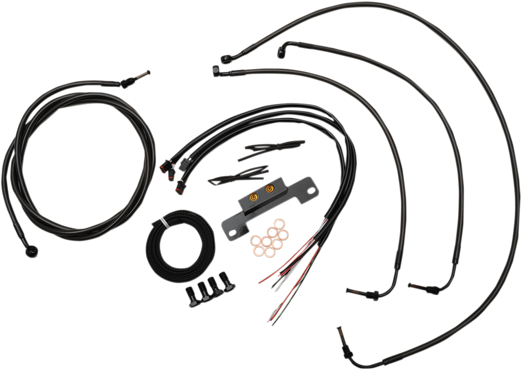 LA CHOPPERS Midnight 16" Cable Kit for '17+ FL w/o ABS Complete Stainless Braided Handlebar Cable/Brake Line Kit - Team Dream Rides