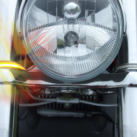 CUSTOM DYNAMICS Wrap-Arounds™ LED Lights - 39 mm -  Chrome - Clear/Amber Amber Wrap-Arounds™ LED Turn Signals - Team Dream Rides