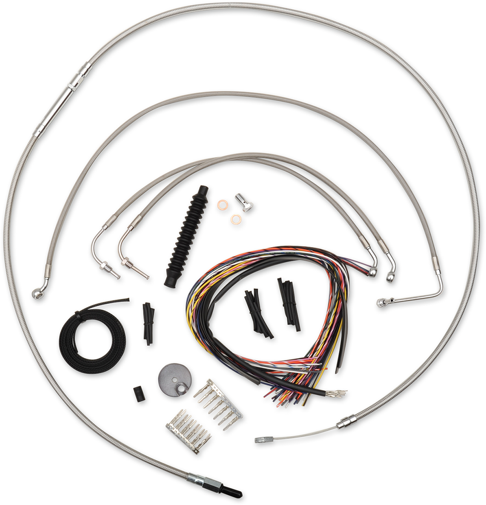 LA CHOPPERS Mini Cable Kit for '08 - '13 FL Complete Stainless Braided Handlebar Cable/Brake Line Kit - Team Dream Rides