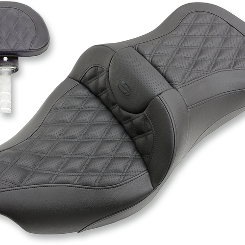 SADDLEMEN Extended Reach Road Sofa Seat - Lattice Stitched - Backrest Extended Reach Road Sofa  Seat - Team Dream Rides