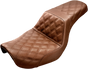 SADDLEMEN Step Up Seat - Lattice Stitched - Brown - Dyna Step Up Seat — Lattice Stitched - Team Dream Rides