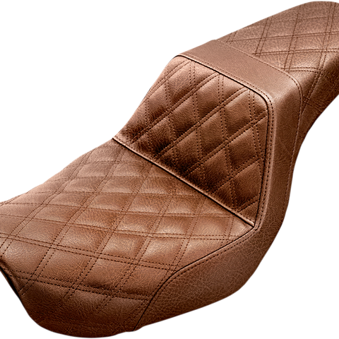 SADDLEMEN Step Up Seat - Lattice Stitched - Brown - Dyna Step Up Seat — Lattice Stitched - Team Dream Rides