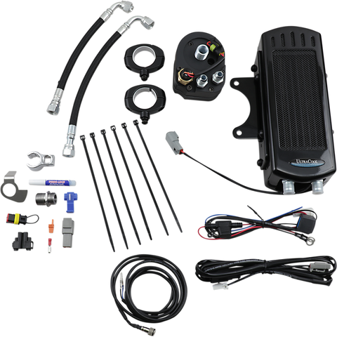ULTRACOOL Oil Cooler Kit - Black - Side Mount - Dyna 3.0 Side Mount Oil Cooler with Fan Kit for Dyna - Team Dream Rides