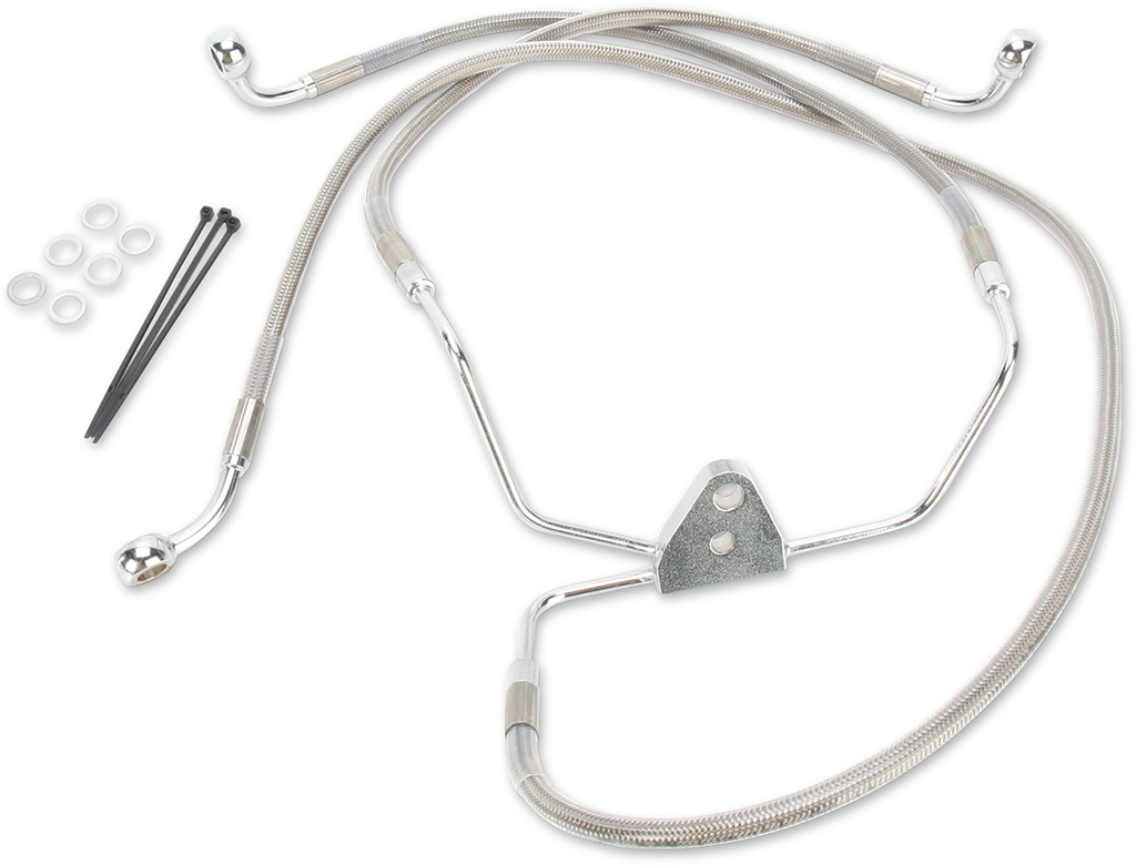 DRAG SPECIALTIES Brake Line - Front - +10" - Touring - Stainless Steel Extended Length Stainless Steel Brake Line Kit - Team Dream Rides