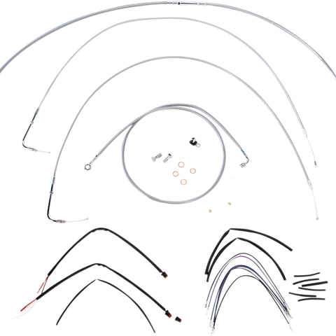 BURLY BRAND Complete Stainless Braided Handlebar Cable/Brake Line Kit For 18