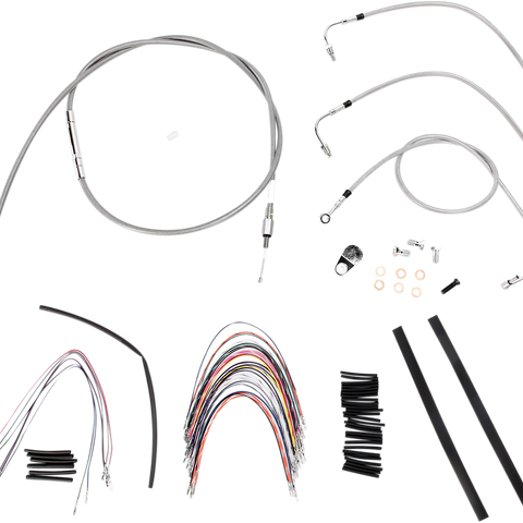 BURLY BRAND Complete Stainless Braided Handlebar Cable/Brake Line Kit For 18