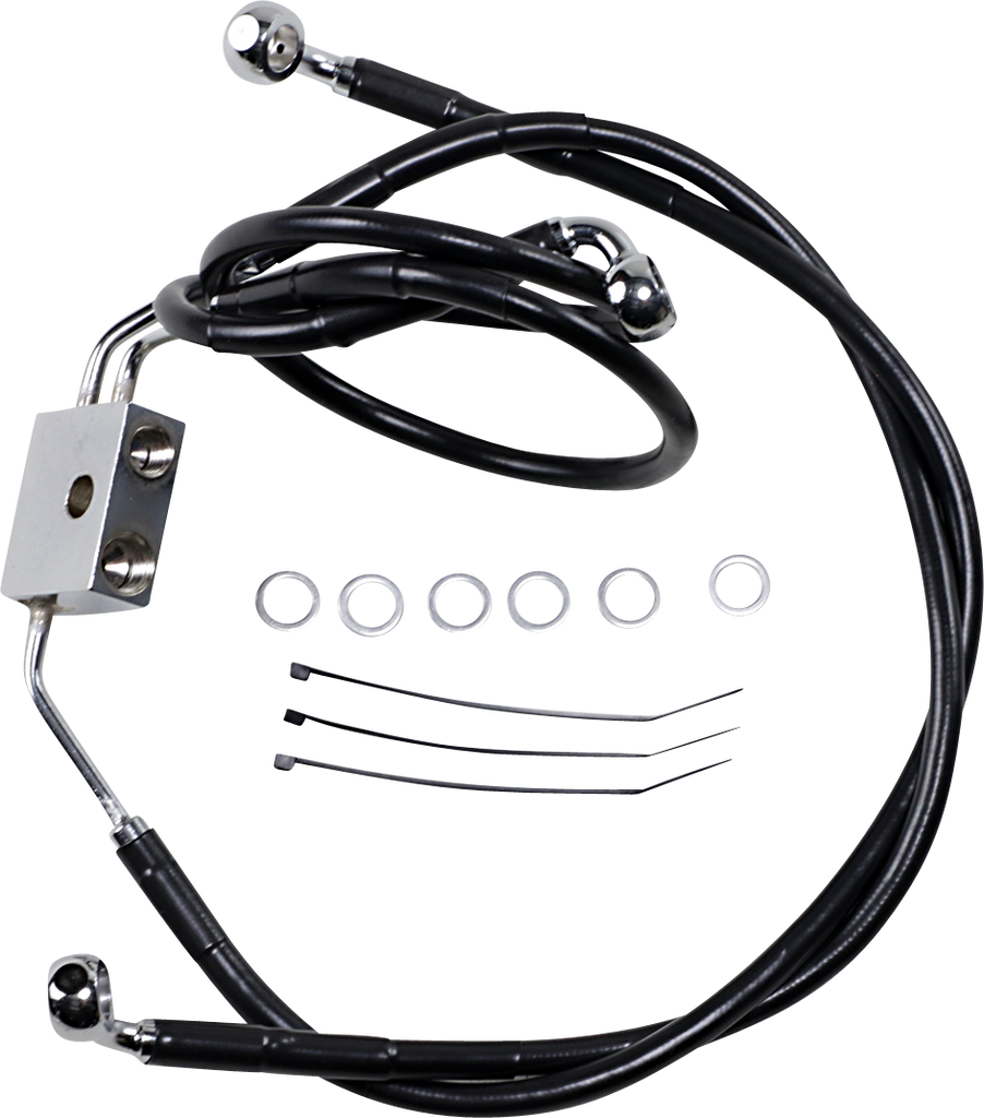 DRAG SPECIALTIES Brake Line - Front - Black - +8" - FXDF '12-'17 Extended Length Black Vinyl Brake Line Kit - Team Dream Rides