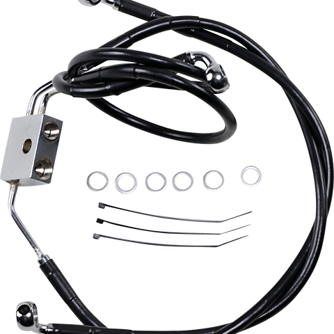 DRAG SPECIALTIES Brake Line - Front - Black - +8