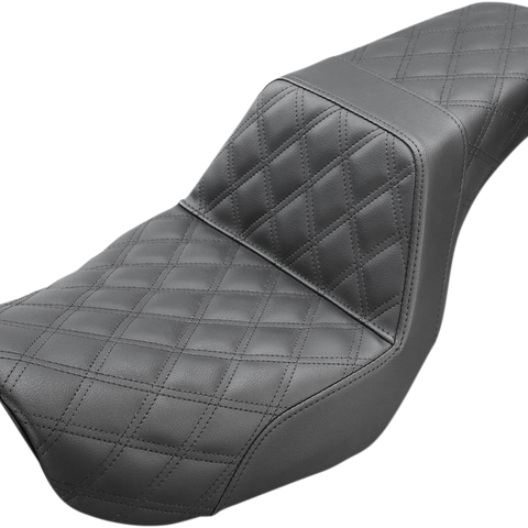 SADDLEMEN Step Up Seat - Lattice Stitched - Black - Dyna Step Up Seat — Lattice Stitched - Team Dream Rides